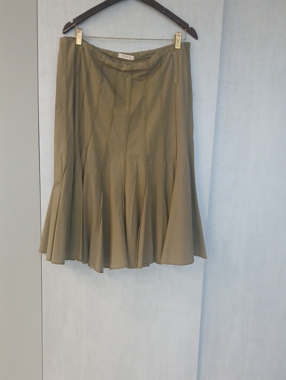 Giulia's Olive A-Line Flared Midi Skirt